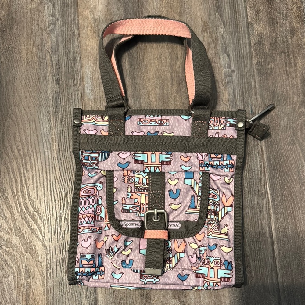 Lesportsac Totally Totem Artist in Residence Pink and Brown Tote Bag NWOT
